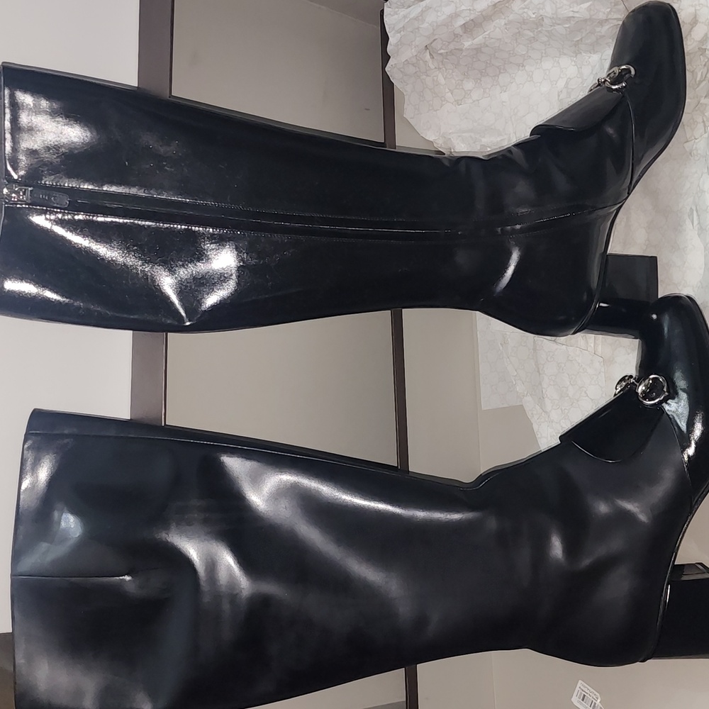 GUCCI LILIAN EUC KNEE HIGH BLACK BOOTS WORN 1X SIZE 38.5 IN BOX - Picture 2 of 9